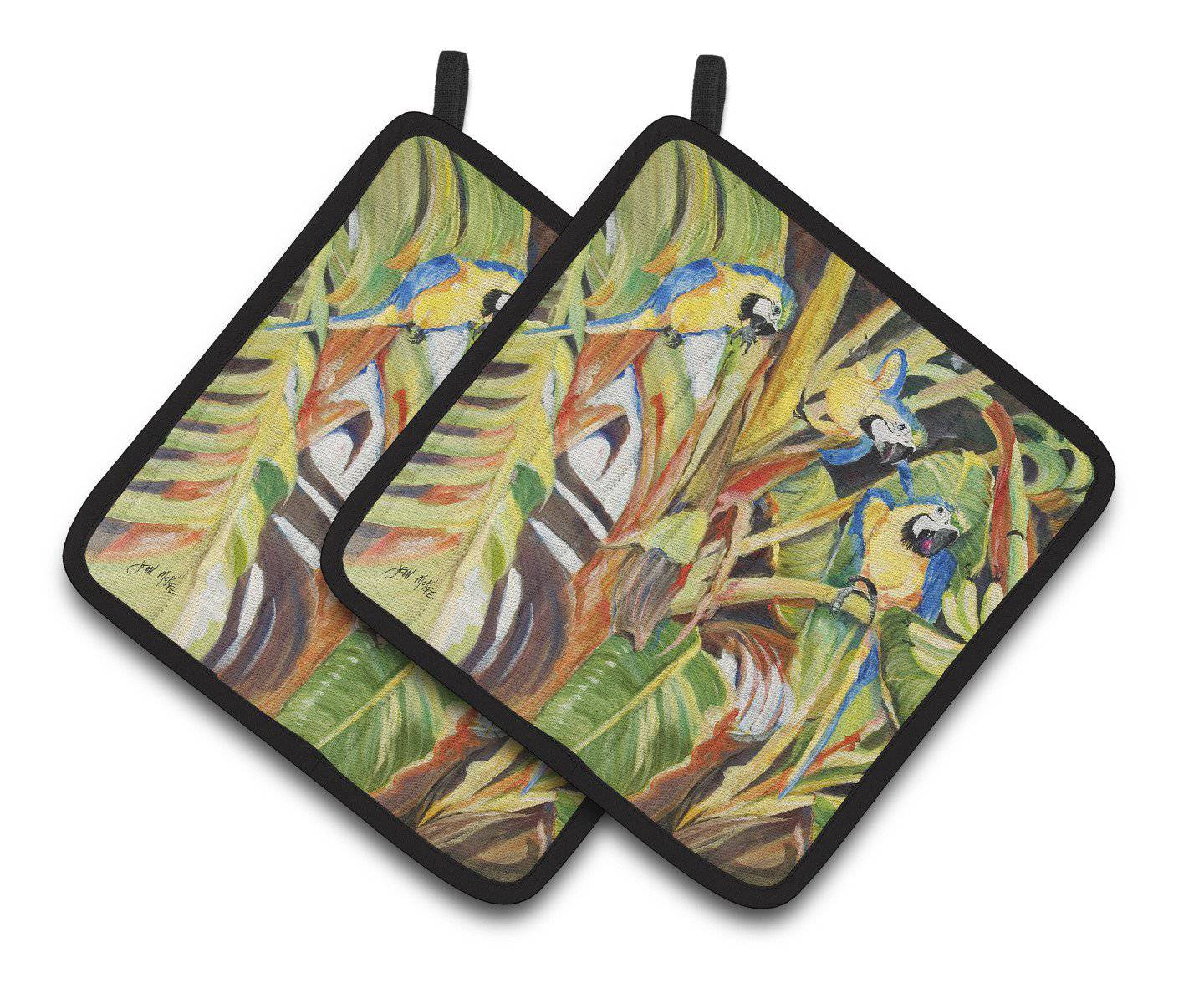 Parrots Pot Holder Set of 2 Heat Resistant Quilted Hot Pads 7.5 x 7.5 Inch, Insulated Kitchen Trivets for Cooking & Baking