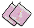 It's a Baby Girl Pot Holder Set of 2 Heat Resistant Quilted Hot Pads 7.5 x 7.5 Inch, Insulated Kitchen Trivets for Cooking & Baking