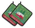 Christmas Vintage Glamping Trailer Pot Holder Set of 2 Heat Resistant Quilted Hot Pads 7.5 x 7.5 Inch, Insulated Kitchen Trivets for Cooking & Baking
