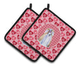 Shih Tzu Hearts Love and Valentine's Day Portrait Pot Holder Set of 2 Heat Resistant Quilted Hot Pads 7.5 x 7.5 Inch, Insulated Kitchen Trivets for Cooking & Baking