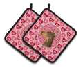 Doberman Hearts Love and Valentine's Day Portrait Pot Holder Set of 2 Heat Resistant Quilted Hot Pads 7.5 x 7.5 Inch, Insulated Kitchen Trivets for Cooking & Baking