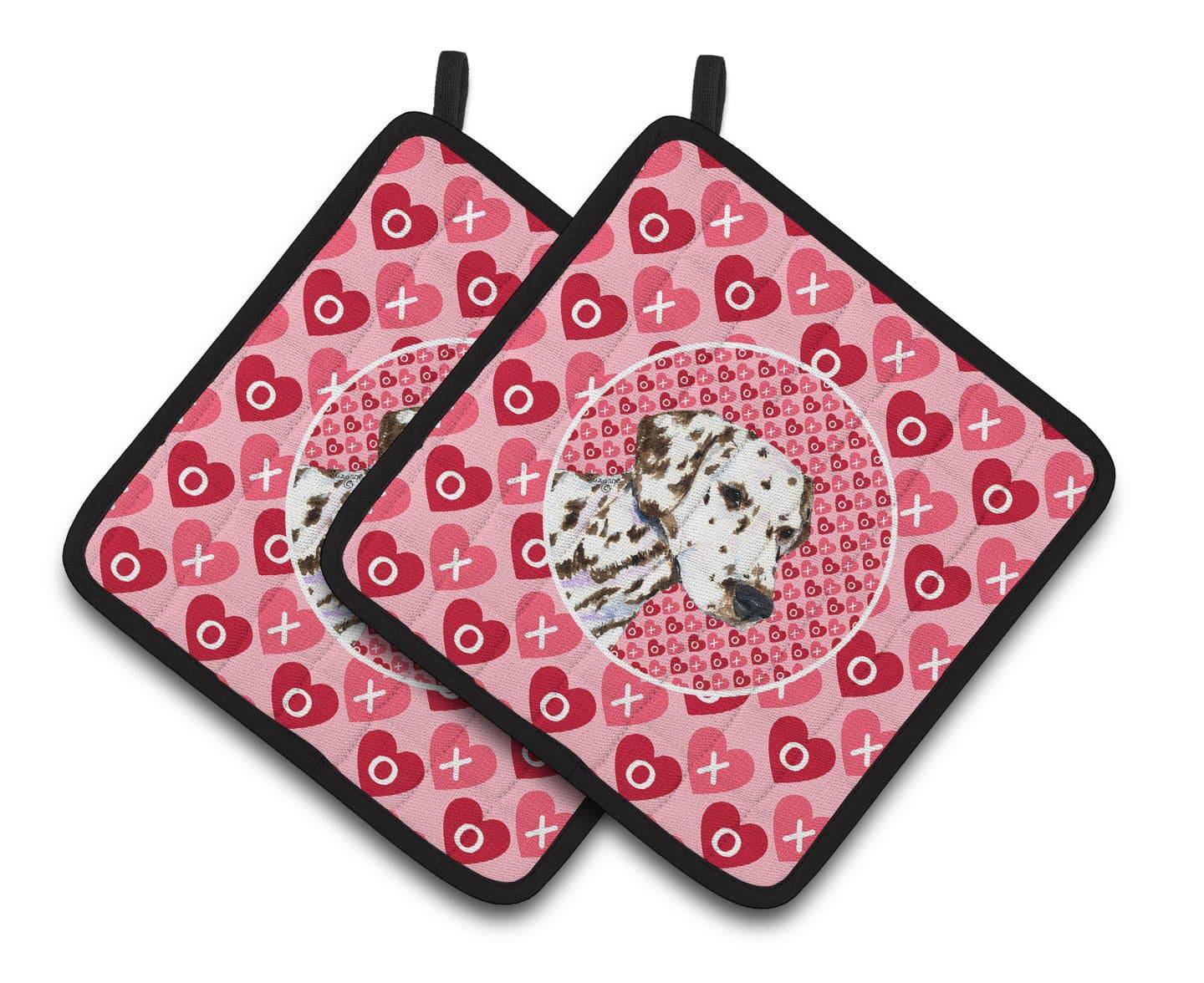 Dalmatian Hearts Love and Valentine's Day Portrait Pot Holder Set of 2 Heat Resistant Quilted Hot Pads 7.5 x 7.5 Inch, Insulated Kitchen Trivets for Cooking & Baking