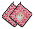 Chihuahua Hearts Love and Valentine's Day Portrait Pot Holder Set of 2 Heat Resistant Quilted Hot Pads 7.5 x 7.5 Inch, Insulated Kitchen Trivets for Cooking & Baking