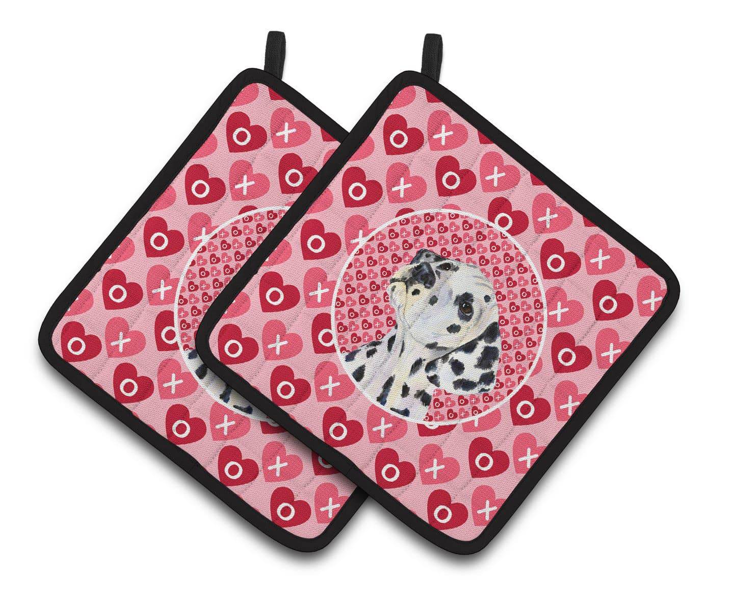 Dalmatian Hearts Love and Valentine's Day Portrait Pot Holder Set of 2 Heat Resistant Quilted Hot Pads 7.5 x 7.5 Inch, Insulated Kitchen Trivets for Cooking & Baking