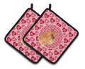 Brussels Griffon Hearts Love and Valentine's Day Portrait Pot Holder Set of 2 Heat Resistant Quilted Hot Pads 7.5 x 7.5 Inch, Insulated Kitchen Trivets for Cooking & Baking