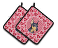 Doberman Hearts Love and Valentine's Day Portrait Pot Holder Set of 2 Heat Resistant Quilted Hot Pads 7.5 x 7.5 Inch, Insulated Kitchen Trivets for Cooking & Baking
