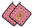 Norwich Terrier Hearts Love and Valentine's Day Portrait Pot Holder Set of 2 Heat Resistant Quilted Hot Pads 7.5 x 7.5 Inch, Insulated Kitchen Trivets for Cooking & Baking