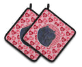 Chow Chow Hearts Love and Valentine's Day Portrait Pot Holder Set of 2 Heat Resistant Quilted Hot Pads 7.5 x 7.5 Inch, Insulated Kitchen Trivets for Cooking & Baking