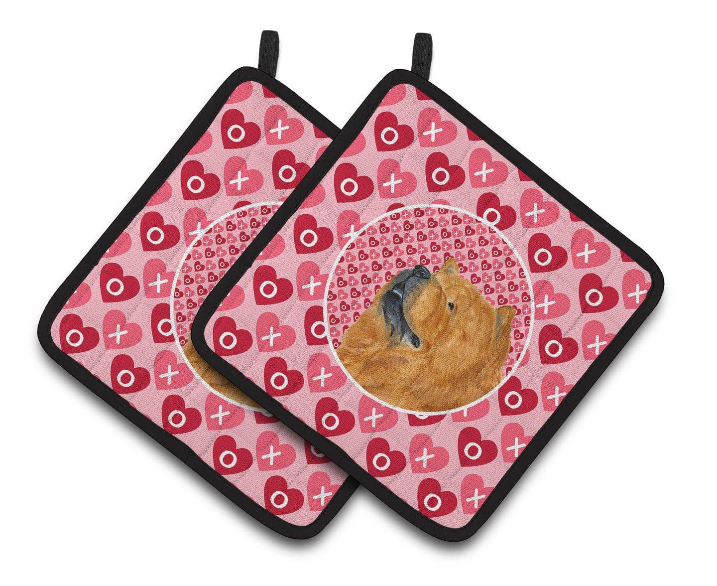 Chow Chow Hearts Love and Valentine's Day Portrait Pot Holder Set of 2 Heat Resistant Quilted Hot Pads 7.5 x 7.5 Inch, Insulated Kitchen Trivets for Cooking & Baking