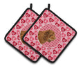 Sussex Spaniel Hearts Love Valentine's Day Pot Holder Set of 2 Heat Resistant Quilted Hot Pads 7.5 x 7.5 Inch, Insulated Kitchen Trivets for Cooking & Baking