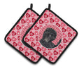 Affenpinscher Hearts Love and Valentine's Day Portrait Pot Holder Set of 2 Heat Resistant Quilted Hot Pads 7.5 x 7.5 Inch, Insulated Kitchen Trivets for Cooking & Baking