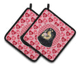 Tibetan Mastiff Hearts Love Valentine's Day Pot Holder Set of 2 Heat Resistant Quilted Hot Pads 7.5 x 7.5 Inch, Insulated Kitchen Trivets for Cooking & Baking