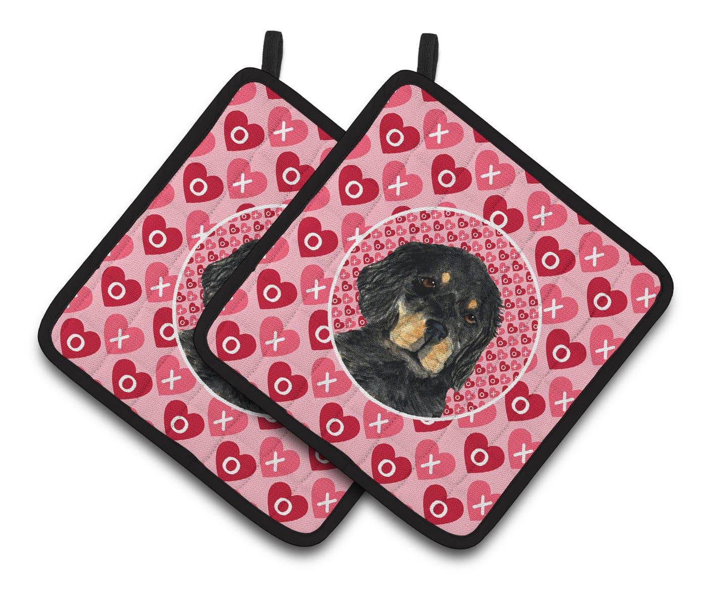 Gordon Setter Hearts Love and Valentine's Day Portrait Pot Holder Set of 2 Heat Resistant Quilted Hot Pads 7.5 x 7.5 Inch, Insulated Kitchen Trivets for Cooking & Baking