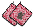 French Bulldog Hearts Love and Valentine's Day Portrait Pot Holder Set of 2 Heat Resistant Quilted Hot Pads 7.5 x 7.5 Inch, Insulated Kitchen Trivets for Cooking & Baking