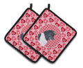 Akita Hearts Love and Valentine's Day Portrait Pot Holder Set of 2 Heat Resistant Quilted Hot Pads 7.5 x 7.5 Inch, Insulated Kitchen Trivets for Cooking & Baking