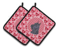 Schnauzer Hearts Love and Valentine's Day Portrait Pot Holder Set of 2 Heat Resistant Quilted Hot Pads 7.5 x 7.5 Inch, Insulated Kitchen Trivets for Cooking & Baking