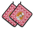 Cavalier Spaniel Hearts Love and Valentine's Day Portrait Pot Holder Set of 2 Heat Resistant Quilted Hot Pads 7.5 x 7.5 Inch, Insulated Kitchen Trivets for Cooking & Baking