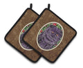 Persian Cat Pot Holder Set of 2 Heat Resistant Quilted Hot Pads 7.5 x 7.5 Inch, Insulated Kitchen Trivets for Cooking & Baking