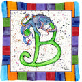 Beach and Seafood Letter B Decorative Throw Pillow 14x14 Indoor Outdoor Accent Cushion, Fabric Cover with Insert for Sofa, Bed, Porch & Living Room