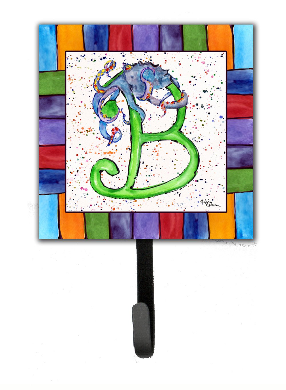 Beach and Seafood Letter B Leash or Key Holder Wall Hooks, Key Hooks Holder, Coat Rack Wall Mount, Coat Hooks, Hooks for Hanging Keys, Towels, Aprons, Leashes