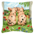 Pigs Side By Side by Debbie Cook Decorative Throw Pillow 14x14 Indoor Outdoor Accent Cushion, Fabric Cover with Insert for Sofa, Bed, Porch & Living Room