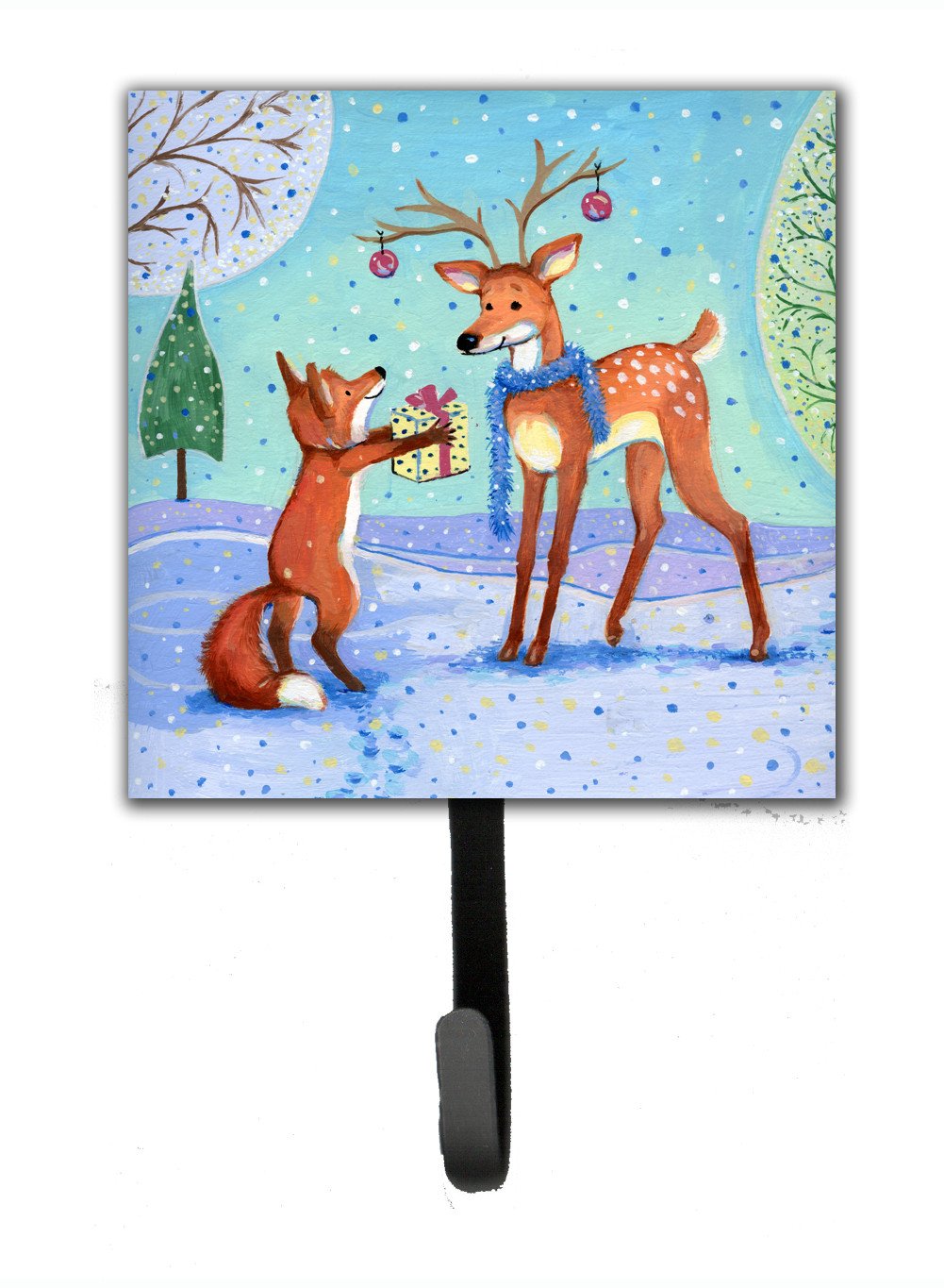 Christmas Present from the Fox Leash or Key Holder Wall Hooks, Key Hooks Holder, Coat Rack Wall Mount, Coat Hooks, Hooks for Hanging Keys, Towels, Aprons, Leashes