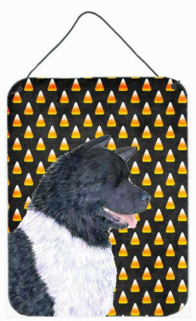 Akita Candy Corn Halloween Portrait Wall or Door Hanging Prints Aluminum Metal Sign Kitchen Wall Bar Bathroom Plaque Home Decor Front Door Plaque, 12x16, Multicolor