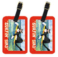 Black and white Cat Surfin Bird Luggage Tag