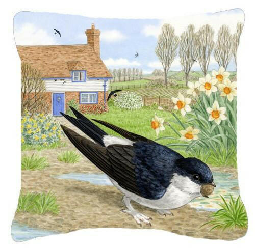 House Martin by Sarah Adams Decorative Throw Pillow 14x14 Indoor Outdoor Accent Cushion, Fabric Cover with Insert for Sofa, Bed, Porch & Living Room