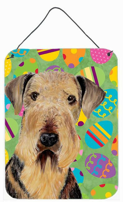 Airedale Easter Eggtravaganza Wall or Door Hanging Prints Aluminum Metal Sign Kitchen Wall Bar Bathroom Plaque Home Decor Front Door Plaque, 12x16, Multicolor