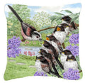 Long Tailed Tits by Sarah Adams Decorative Throw Pillow 14x14 Indoor Outdoor Accent Cushion, Fabric Cover with Insert for Sofa, Bed, Porch & Living Room