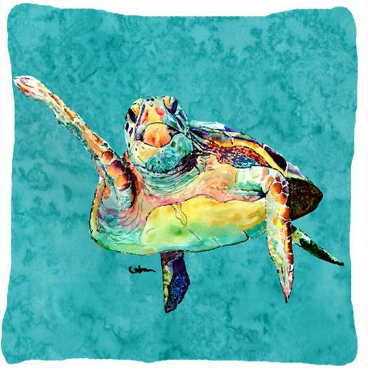 Turtle Decorative Throw Pillow 14x14 Indoor Outdoor Accent Cushion, Fabric Cover with Insert for Sofa, Bed, Porch & Living Room