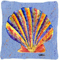 Scalloped Shell on Blue Decorative Throw Pillow 14x14 Indoor Outdoor Accent Cushion, Fabric Cover with Insert for Sofa, Bed, Porch & Living Room