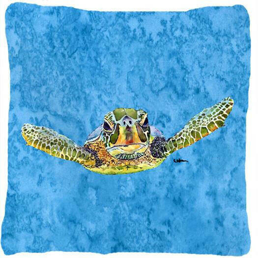 Turtle Decorative Throw Pillow 14x14 Indoor Outdoor Accent Cushion, Fabric Cover with Insert for Sofa, Bed, Porch & Living Room