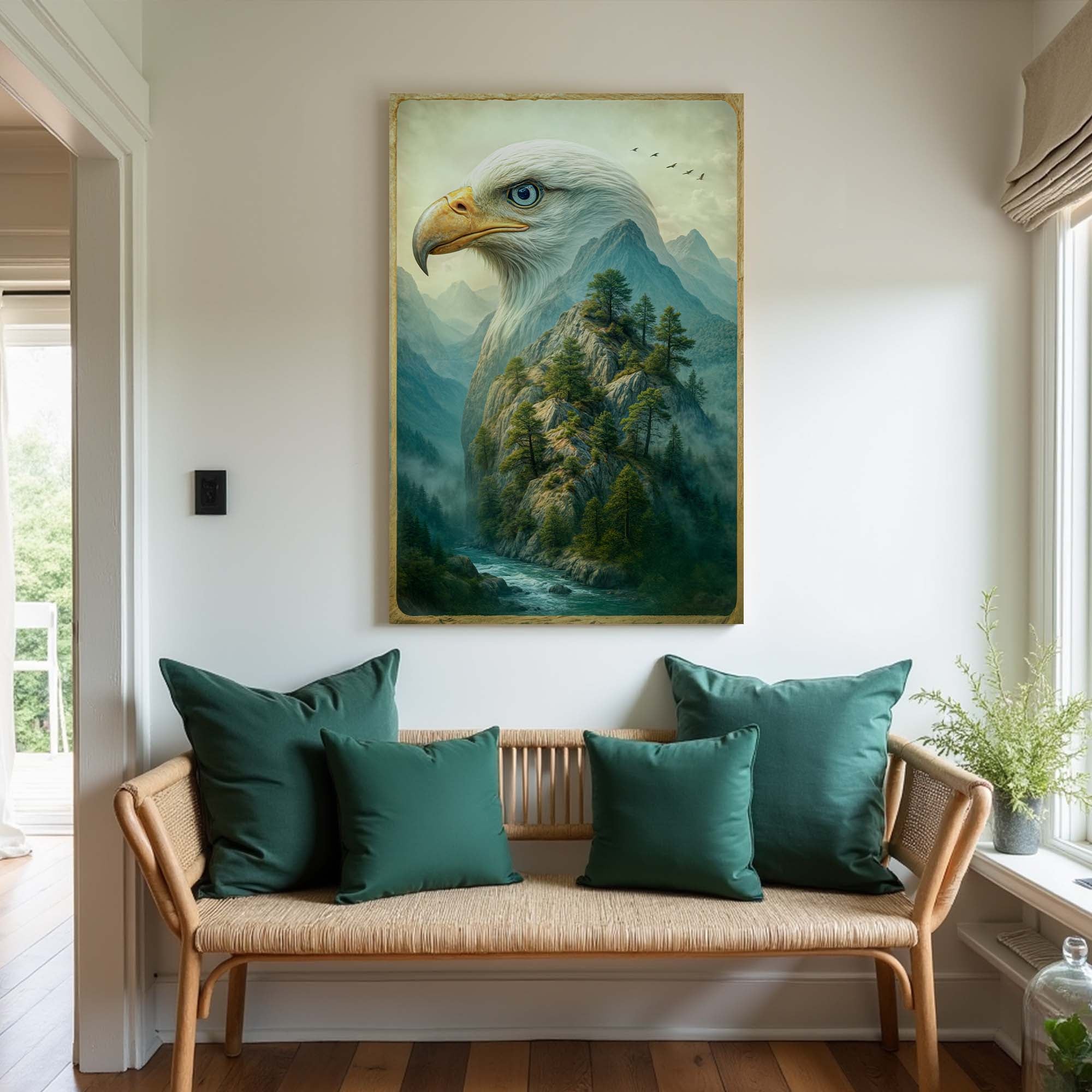 Eagle Over The Canyon Double Exposure Wall Art