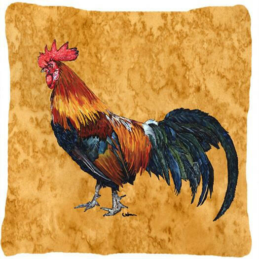 Rooster Decorative Throw Pillow 14x14 Indoor Outdoor Accent Cushion, Fabric Cover with Insert for Sofa, Bed, Porch & Living Room