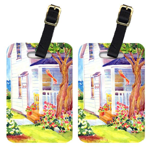 White Cottage at the beach Luggage Tag