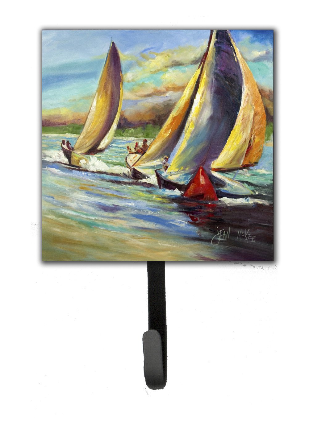 Knost Reggata Sailboats Leash or Key Holder Wall Hooks, Key Hooks Holder, Coat Rack Wall Mount, Coat Hooks, Hooks for Hanging Keys, Towels, Aprons, Leashes