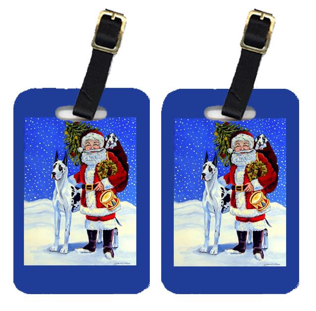 Harlequin Great Dane with Santa Claus Luggage Tag
