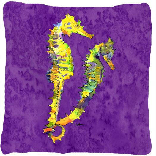 Seahorse Decorative Throw Pillow 14x14 Indoor Outdoor Accent Cushion, Fabric Cover with Insert for Sofa, Bed, Porch & Living Room