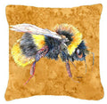Bee on Gold Decorative Throw Pillow 14x14 Indoor Outdoor Accent Cushion, Fabric Cover with Insert for Sofa, Bed, Porch & Living Room