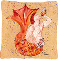 Red Headed Ginger Merman Decorative Throw Pillow 14x14 Indoor Outdoor Accent Cushion, Fabric Cover with Insert for Sofa, Bed, Porch & Living Room