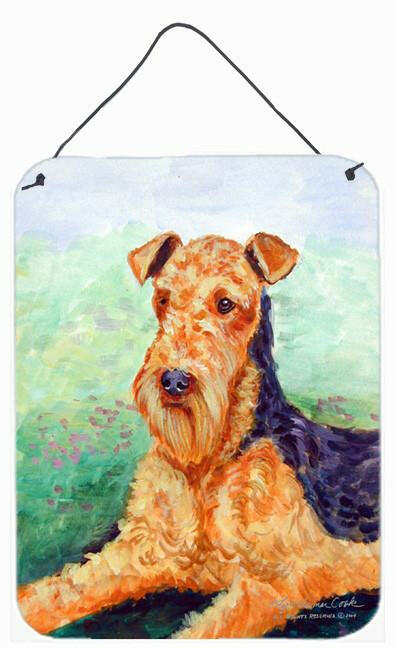 Airedale Terrier Wall or Door Hanging Prints Aluminum Metal Sign Kitchen Wall Bar Bathroom Plaque Home Decor Front Door Plaque, 12x16, Multicolor
