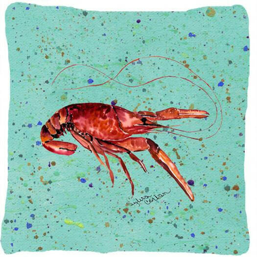 Crawfish Decorative Throw Pillow 14x14 Indoor Outdoor Accent Cushion, Fabric Cover with Insert for Sofa, Bed, Porch & Living Room
