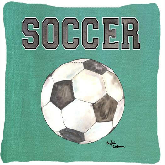 Soccer Decorative Throw Pillow 14x14 Indoor Outdoor Accent Cushion, Fabric Cover with Insert for Sofa, Bed, Porch & Living Room