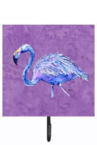 Flamingo on Purple Leash or Key Holder Wall Hooks, Key Hooks Holder, Coat Rack Wall Mount, Coat Hooks, Hooks for Hanging Keys, Towels, Aprons, Leashes