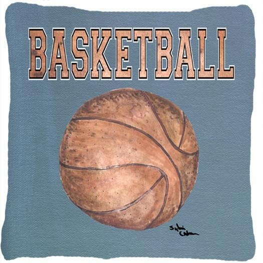 Basketball Decorative Throw Pillow 14x14 Indoor Outdoor Accent Cushion, Fabric Cover with Insert for Sofa, Bed, Porch & Living Room