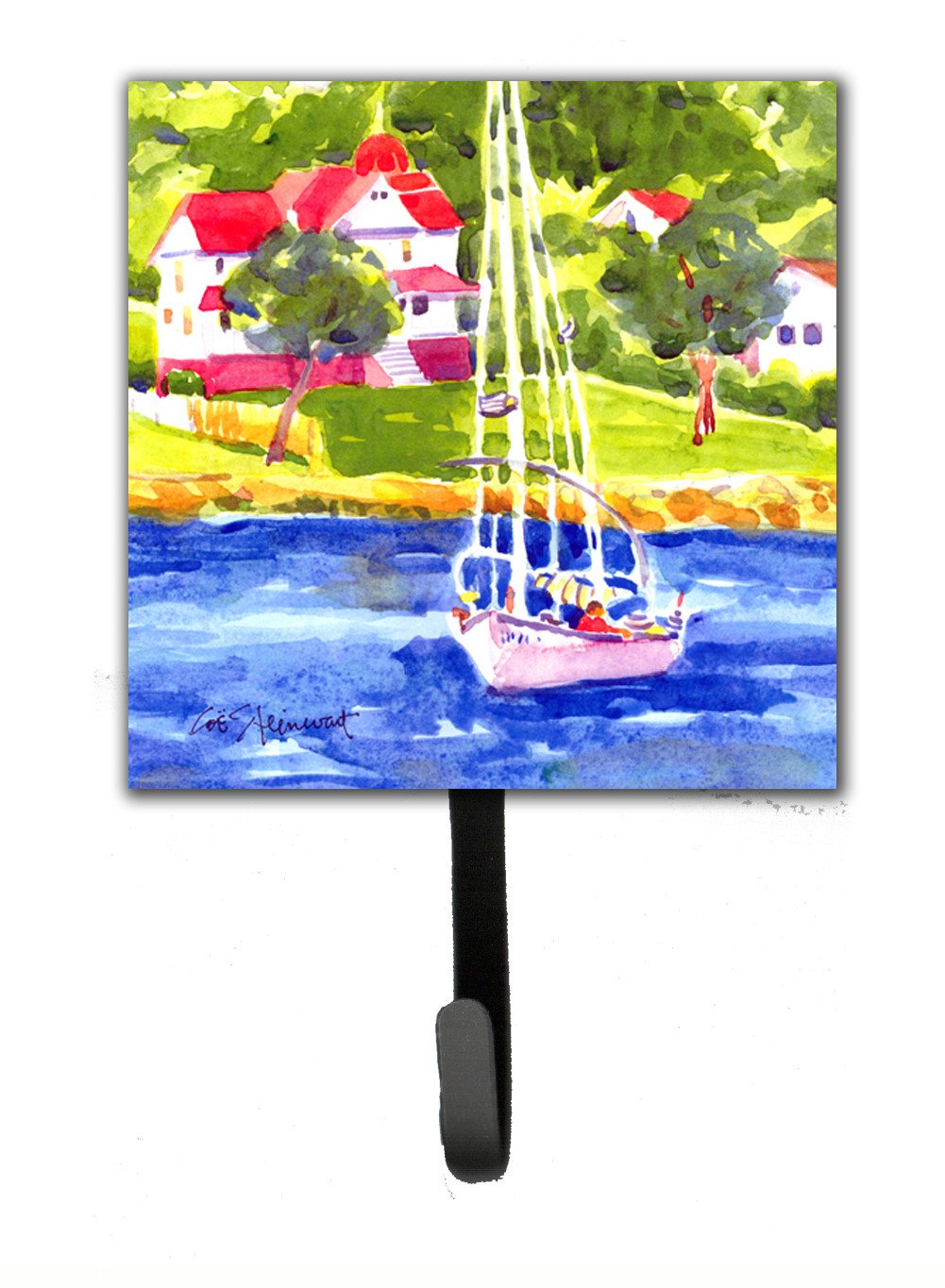 Sailboat on the lake Leash or Key Holder Wall Hooks, Key Hooks Holder, Coat Rack Wall Mount, Coat Hooks, Hooks for Hanging Keys, Towels, Aprons, Leashes