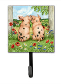 Pigs Side By Side by Debbie Cook Leash or Key Holder Wall Hooks, Key Hooks Holder, Coat Rack Wall Mount, Coat Hooks, Hooks for Hanging Keys, Towels, Aprons, Leashes