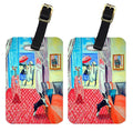 Lady with her Boston Terrier Luggage Tag